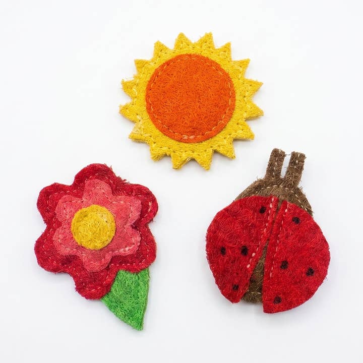 Garden Party Natural Loofa Toys Trio
