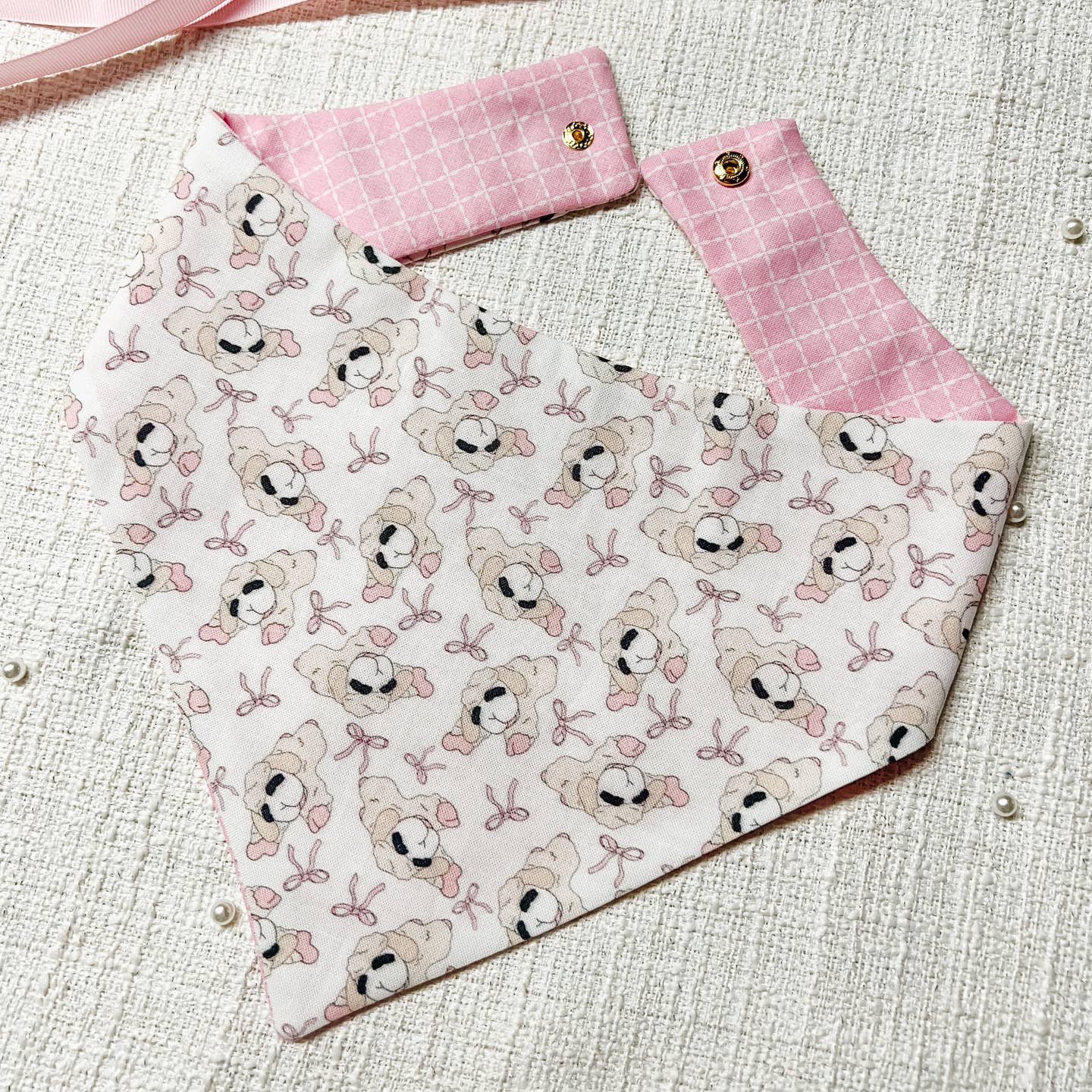 Coquette Lamb Chop Bandana (Blue & Pink)