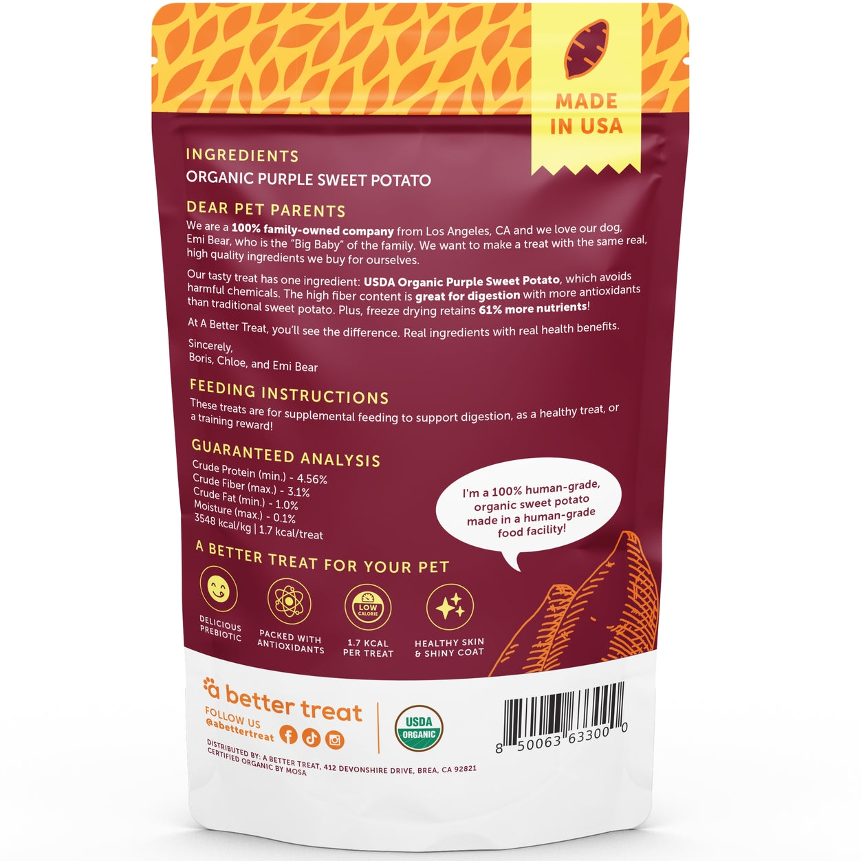 Organic Freeze Dried Purple Sweet Potato Treats