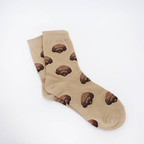 Brown Poodle Pattern Socks