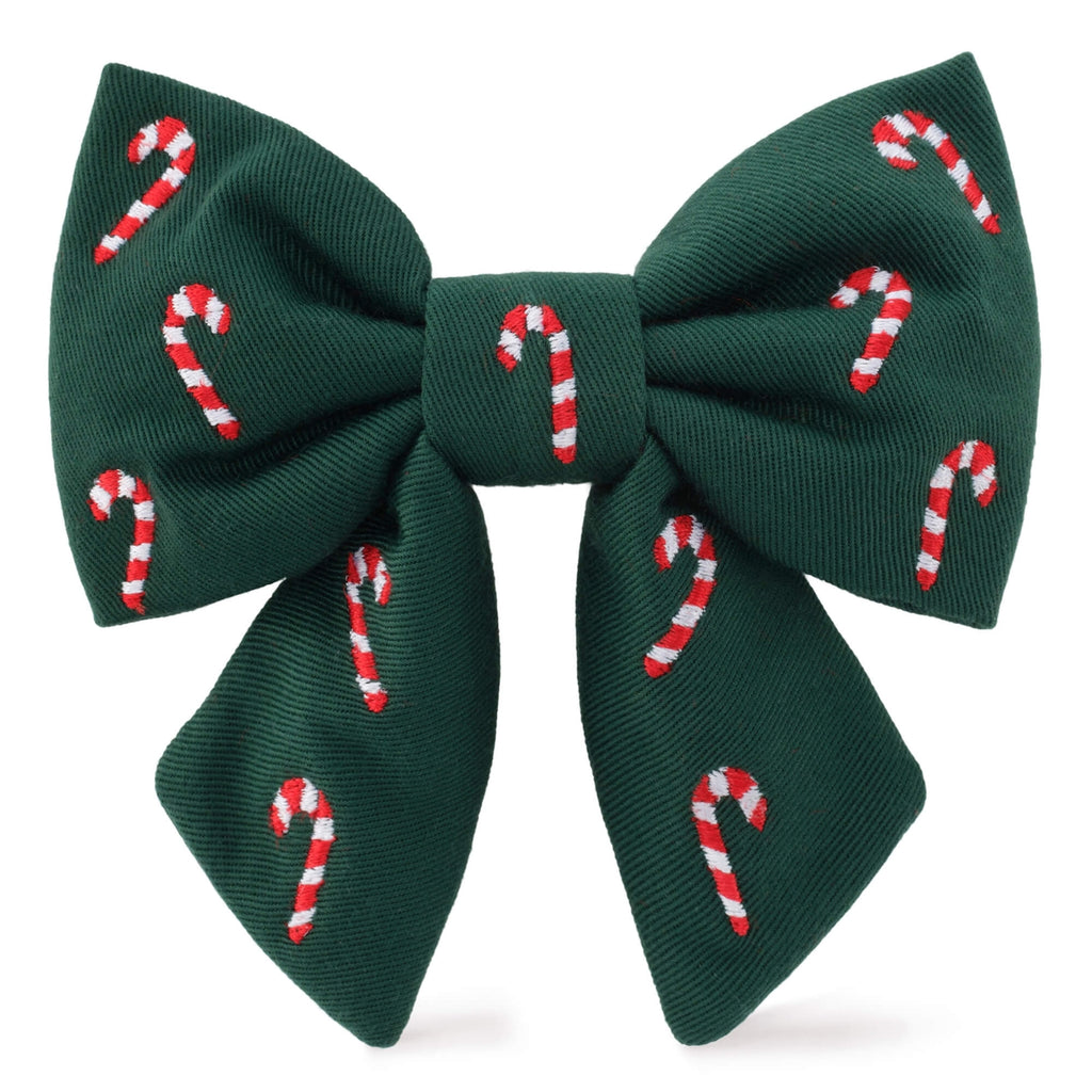 Candy Canes Embroidered Sailor Bow