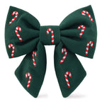 Candy Canes Embroidered Sailor Bow