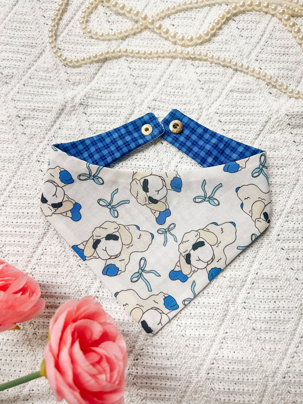 Coquette Lamb Chop Bandana (Blue & Pink)