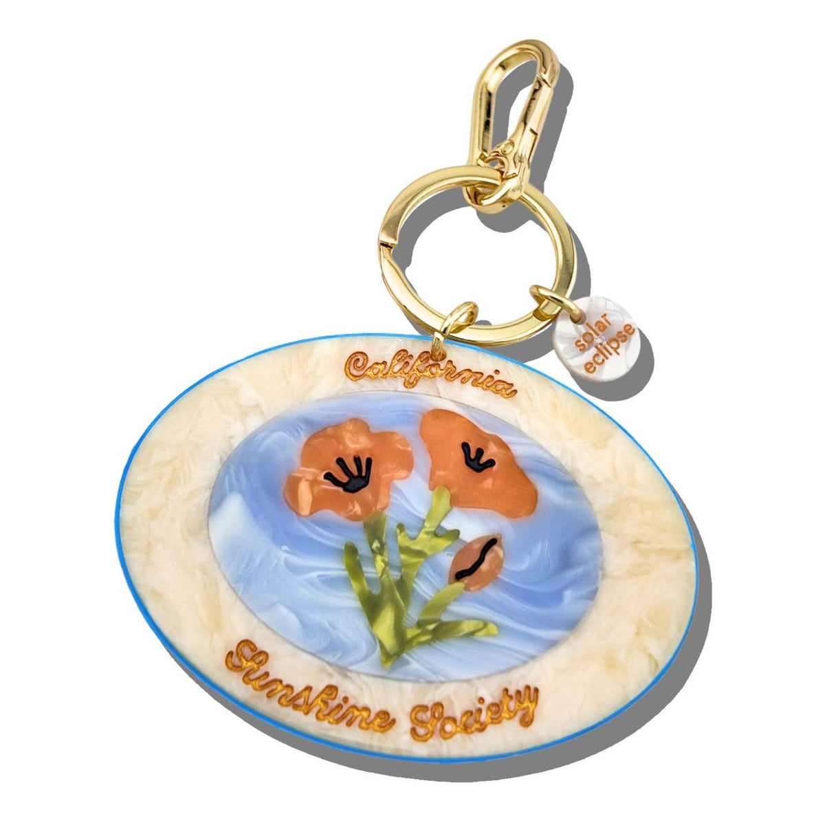 California Hand-Painted Sunshine Patch Bag Charm + Keychain