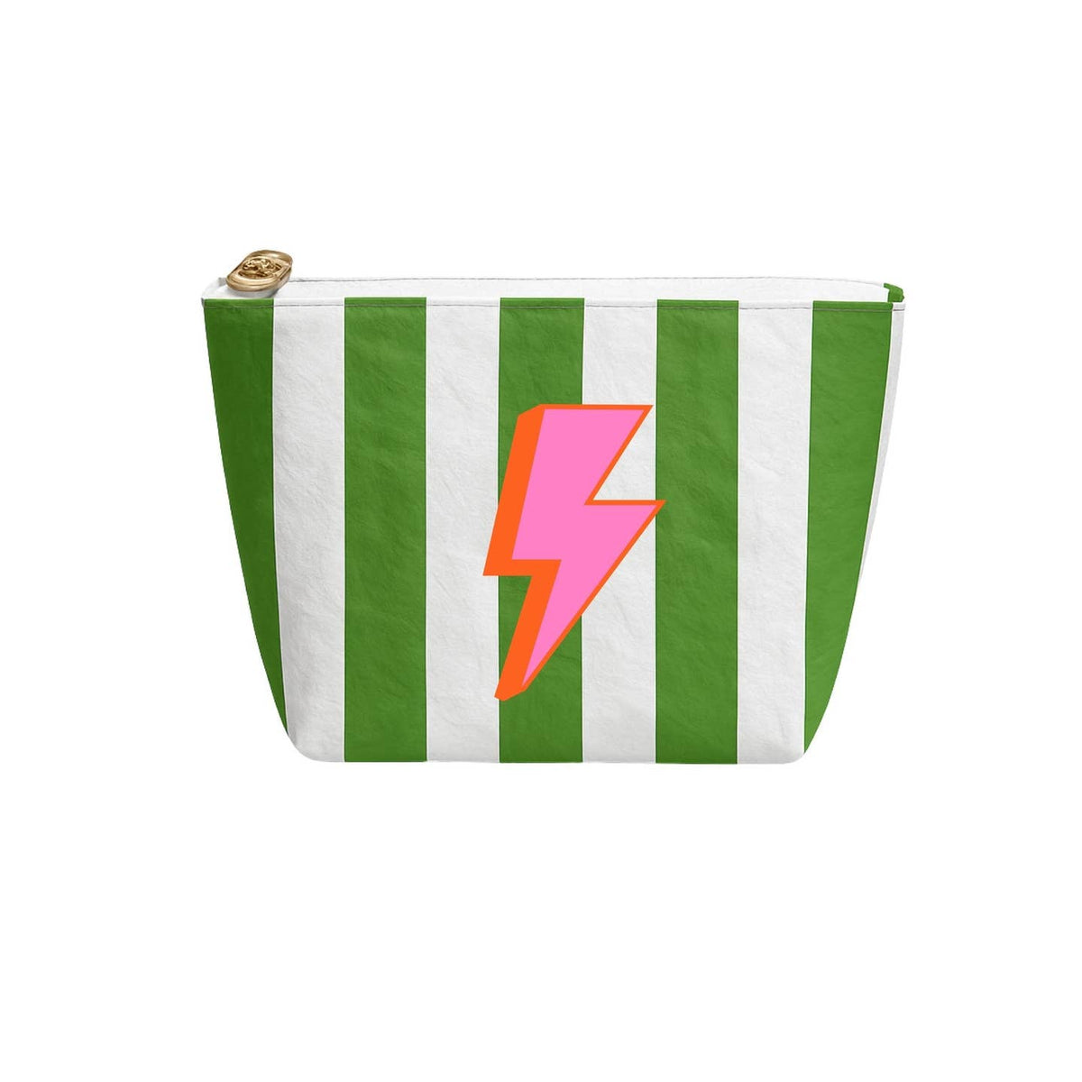Green/White Striped Lightning Bolt Pouch