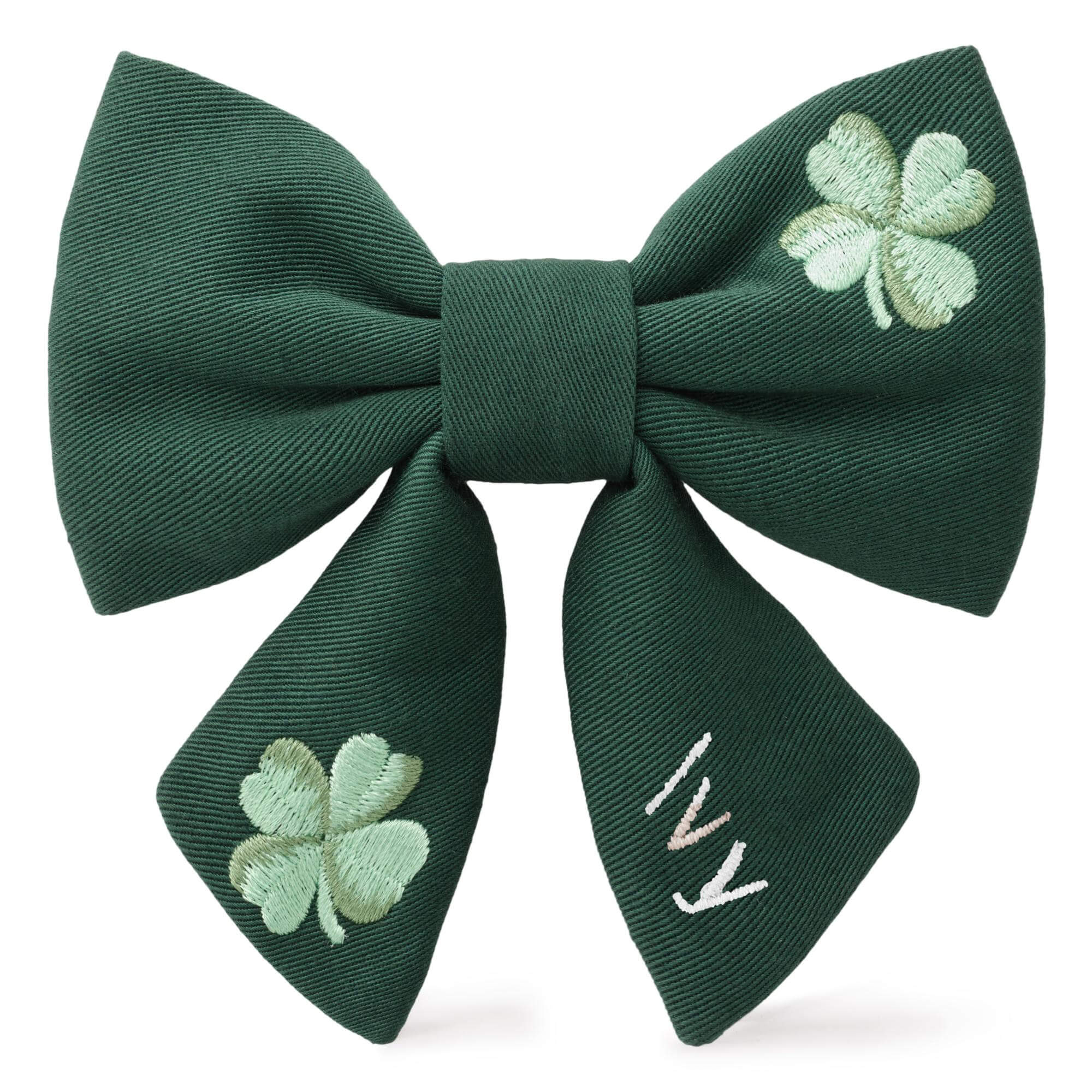 Clover Embroidered Sailor Bow