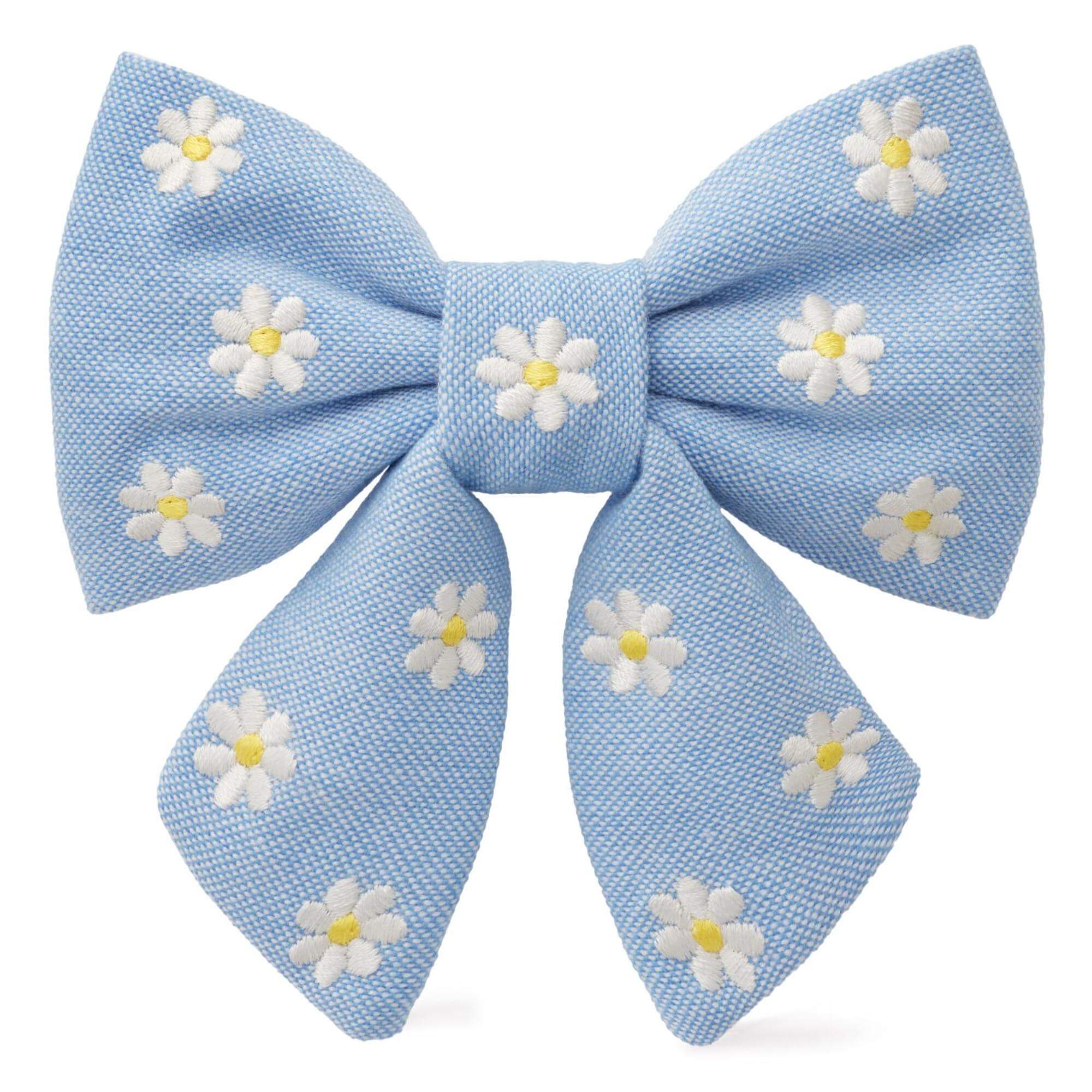 Daisy Embroidered Sailor Bow