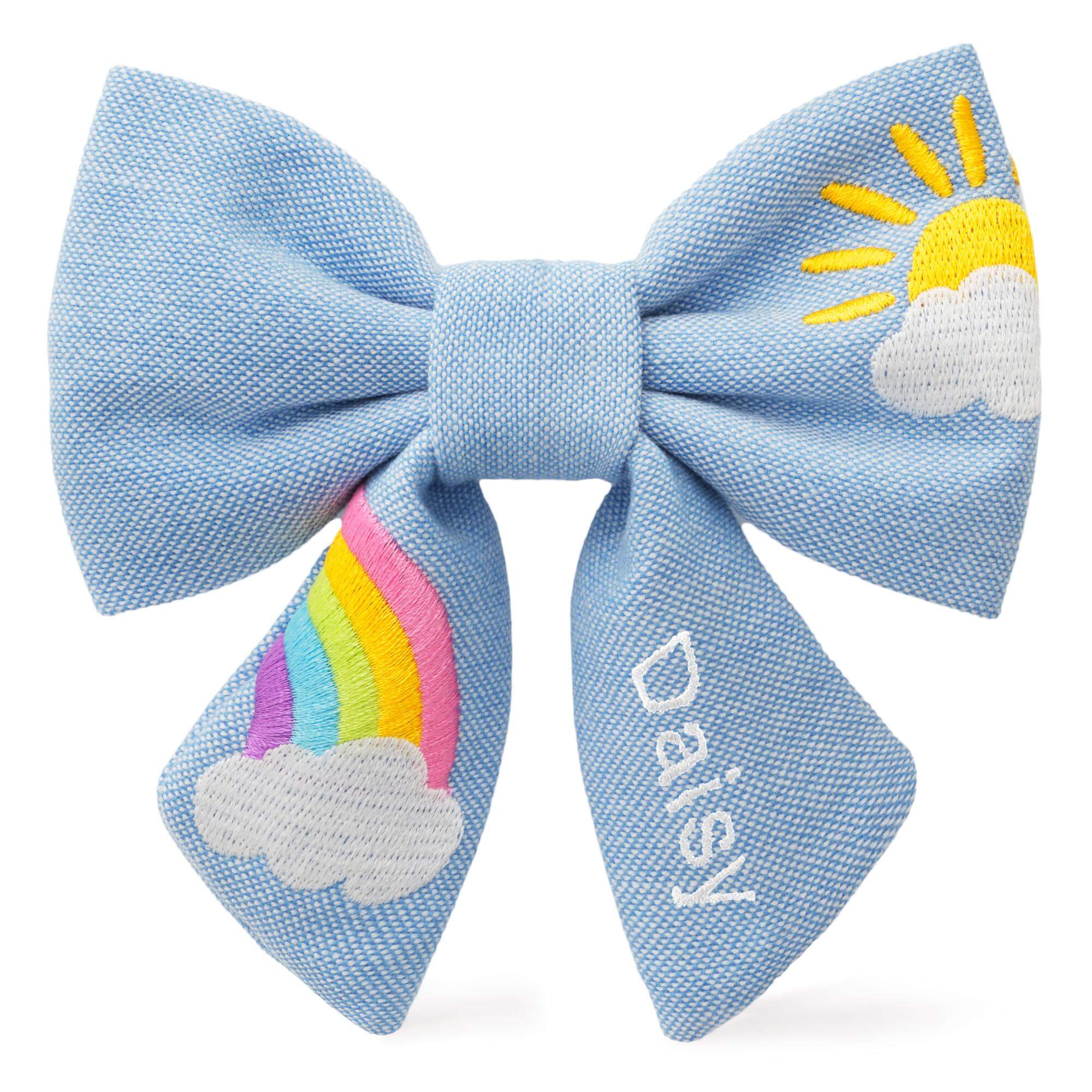Sunshine & Rainbows Embroidered Sailor Bow