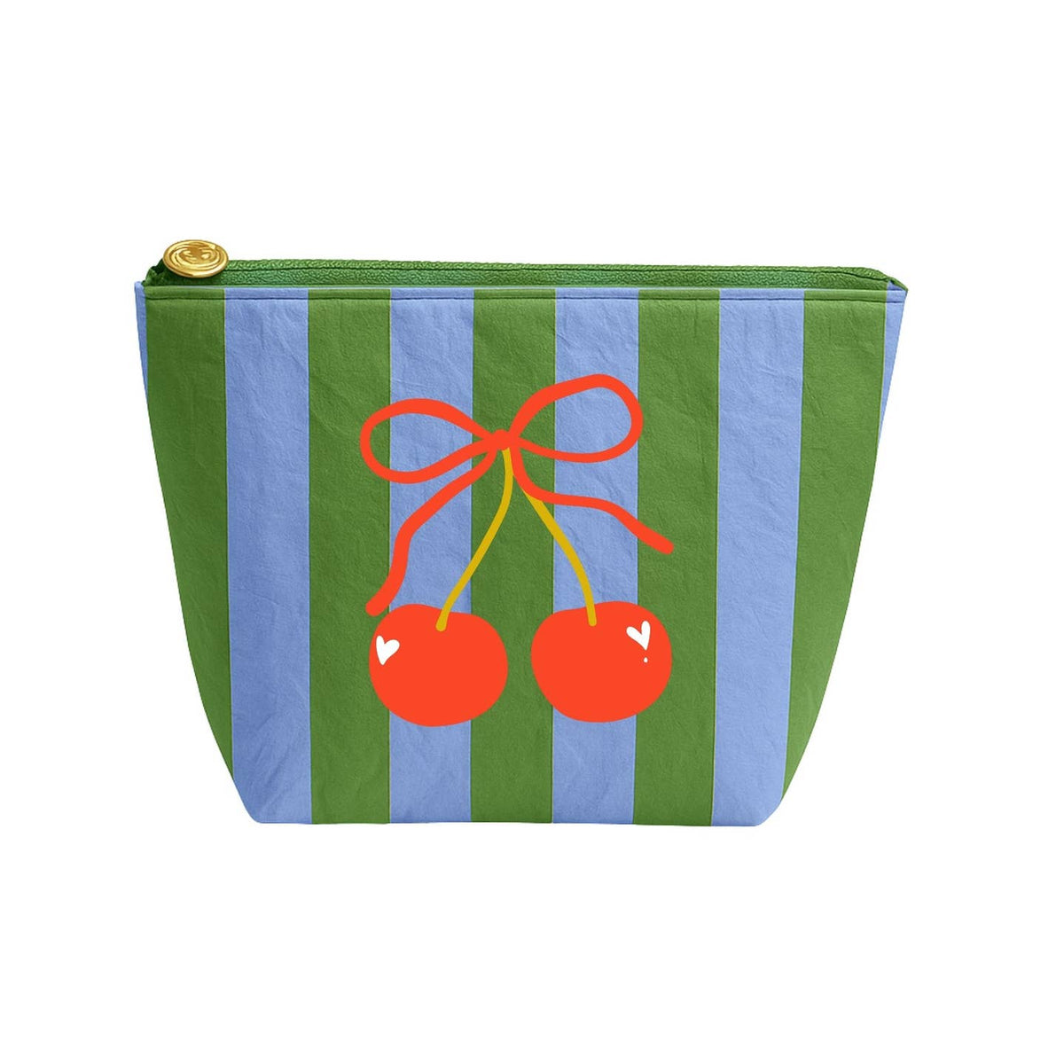 Green/Blue Striped Cherry Pouch